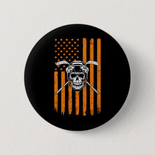 Hockeyspieler Männer Frauen Totenkopf Hockeyspiele Button