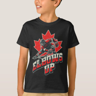 Hockeyspieler mit erhobenen Ellbogen Maple Leaf Ka T-Shirt