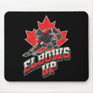 Hockeyspieler mit erhobenen Ellenbogen Maple Leaf Mousepad