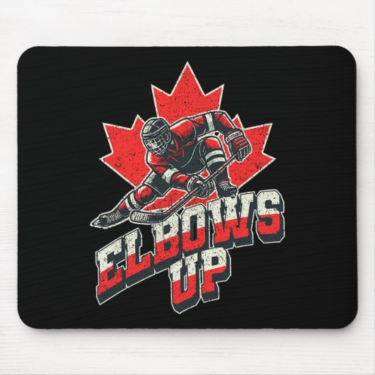 Hockeyspieler mit erhobenen Ellenbogen Maple Leaf Mousepad (Vorne)