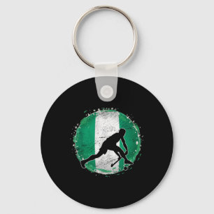 Hockeyspieler Nigeria Nigerianische Flagge Nigeria Schlüsselanhänger