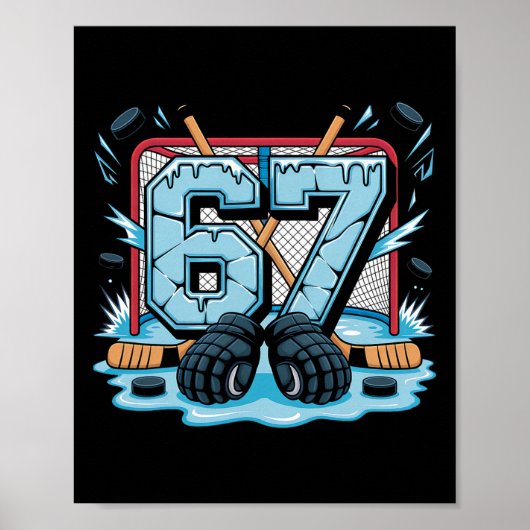 Hockeyspieler Nummer 67 Hockey Drip Meme Poster (Vorne)