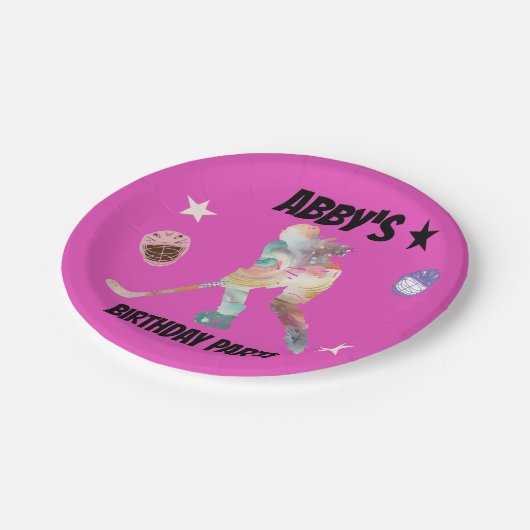 Hockeyspieler Pappteller (Schrägansicht)