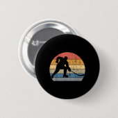 Hockeyspieler Retro Vintage Sweeper Torwart Button (Vorne & Hinten)