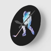 Hockeyspieler Runde Wanduhr (Winkel)