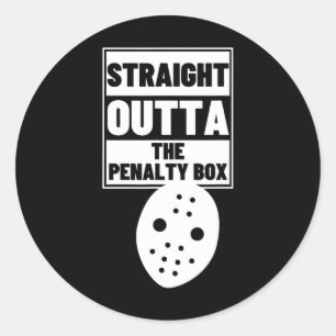 Hockeyspieler Straight Outta Penalty Box Lustiges Runder Aufkleber