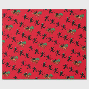 Hockeyspieler und das Schlittenwrapping Paper des Geschenkpapier