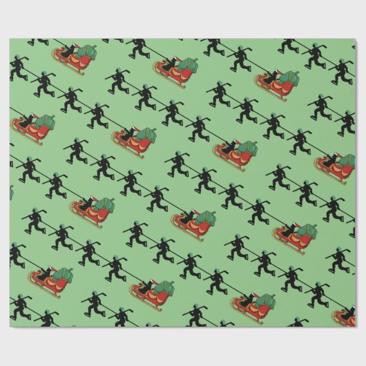 Hockeyspieler und das Schlittenwrapping Paper des  Geschenkpapier (Flach)