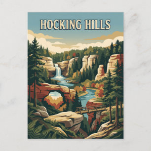 Hocking Hills Ohio Wasserfall Retro Vintage Poster Postkarte