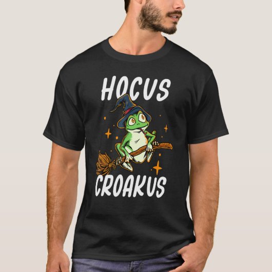 Hocus Croakus Funny Frog Hexenpun Costu T-Shirt (Vorderseite)