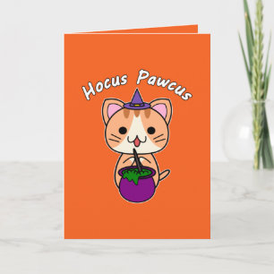 Hocus Pawcus - Ginger Tabby Cat - White Writing Feiertagskarte