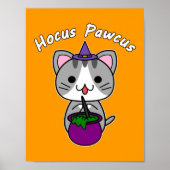 Hocus Pawcus - Grey Tabby Cat - White Writing Poster (Vorne)