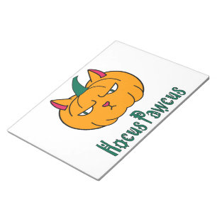 Hocus pawcus Halloween-Kürbis Ingwerkatze Magie Notizblock