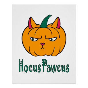 Hocus pawcus Halloween-Kürbis Ingwerkatze Magie Poster