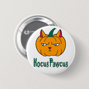 Hocus pawcus Halloween Kürbisinger Katzenmagie Button
