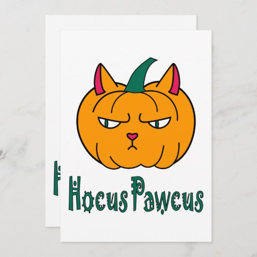 Hocus pawcus Halloween Kürbisinger Katzenmagie Einladung (Vorne/Hinten)