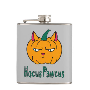 Hocus pawcus Halloween Kürbisinger Katzenmagie Flachmann