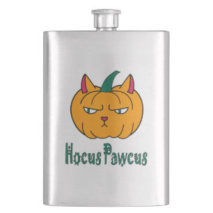 Hocus pawcus Halloween Kürbisinger Katzenmagie Flachmann