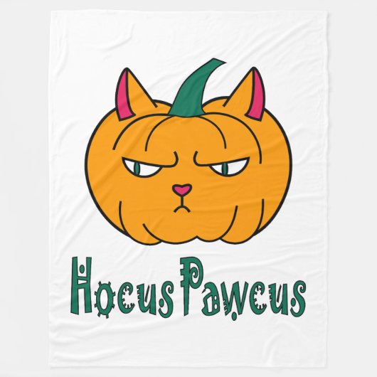 Hocus pawcus Halloween Kürbisinger Katzenmagie Fleecedecke (Vorderseite)