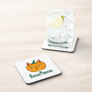 Hocus pawcus Halloween Kürbisinger Katzenmagie Getränkeuntersetzer