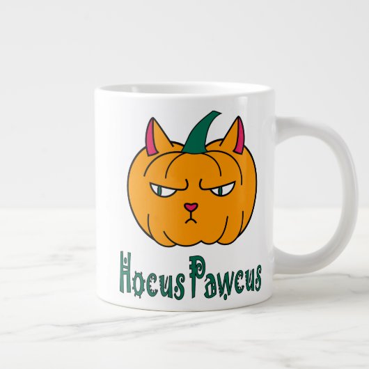 Hocus pawcus Halloween Kürbisinger Katzenmagie Jumbo-Tasse (Rechts)