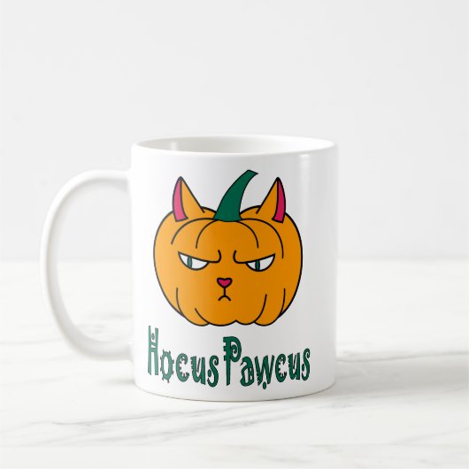 Hocus pawcus Halloween Kürbisinger Katzenmagie Kaffeetasse (Links)