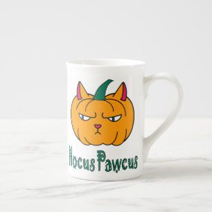 Hocus pawcus Halloween Kürbisinger Katzenmagie Porzellantasse