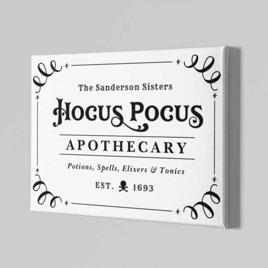 Hocus Pocus Apothecary Black and White Halloween Leinwanddruck