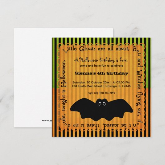 Hocus Pocus Bat Birthday Einladung (Vorne/Hinten)