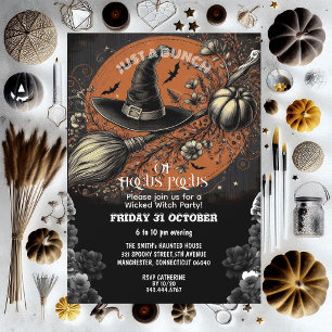Hocus Pocus Besen Hut Vintage Böse Hexenparty Einladung