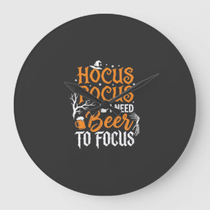 Hocus Pocus Bier Halloween Design_1 Große Wanduhr