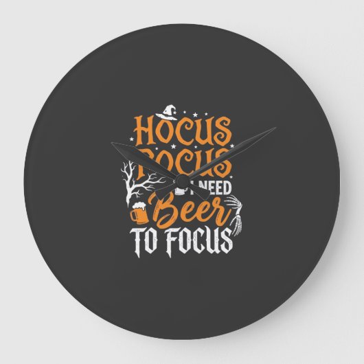 Hocus Pocus Bier Halloween Design_1 Große Wanduhr (Vorderseite)