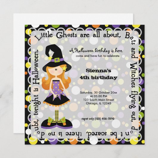 Hocus Pocus Birthday Party Einladung (Vorne/Hinten)