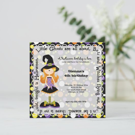 Hocus Pocus Birthday Party Einladung (Stehend Vorderseite)