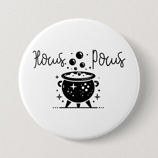 Hocus Pocus brodelnder Hexenkessel Halloween Button (Vorderseite)