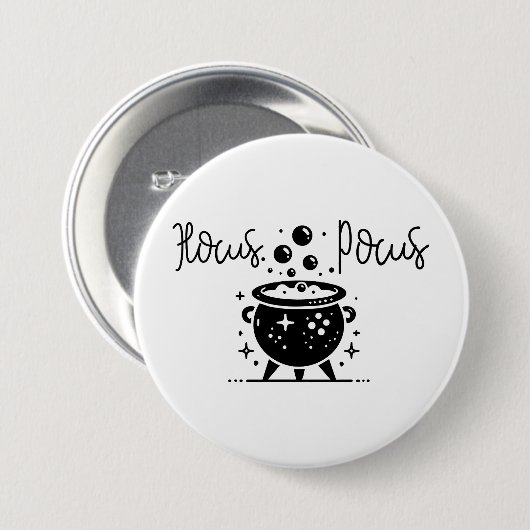 Hocus Pocus Bubbling Hexe Cauldron Halloween Button (Vorne & Hinten)