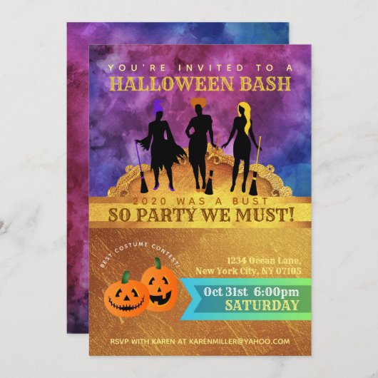 Hocus Pocus Einladungen (Vorne/Hinten)