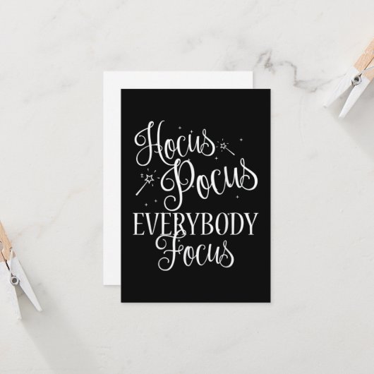 Hocus Pocus Everybody Focus Lehrer Karte (Vorderseite/Rückseite Beispiel)