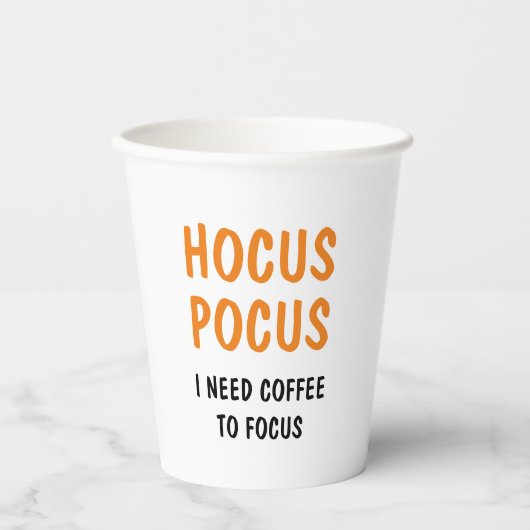 Hocus Pocus Funny Halloween Zitat | Orange Pappbecher (Vorderseite)