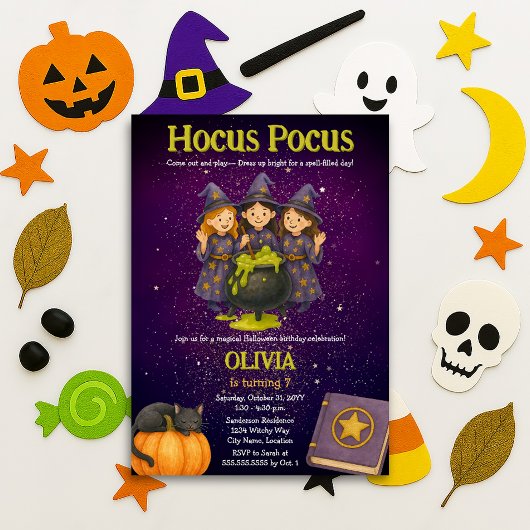 Hocus Pocus Halloween Geburtstagsparty Einladung