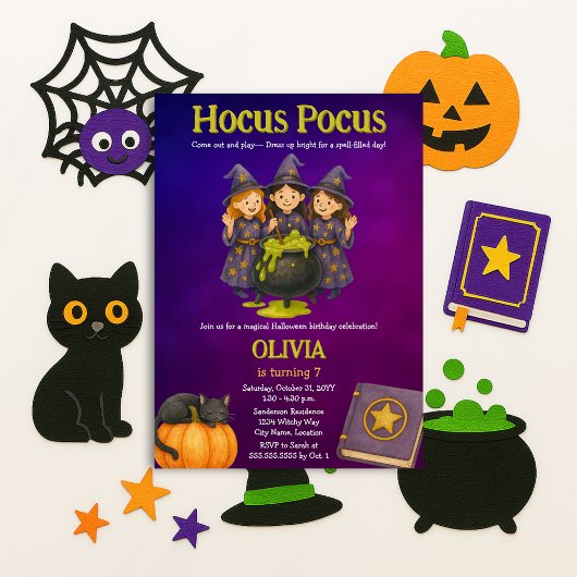 Hocus Pocus Halloween Geburtstagsparty Einladung