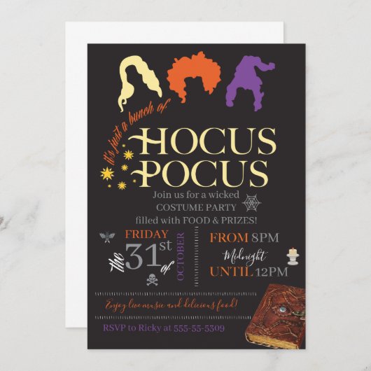 Hocus Pocus Halloween-Party Einladung (Vorne/Hinten)
