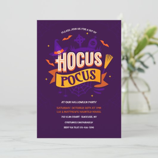 Hocus Pocus Halloween-Party Einladung (Stehend Vorderseite)