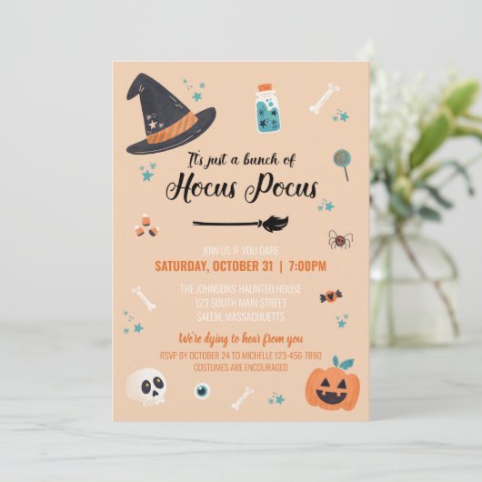 Hocus Pocus Halloween-Party Einladung (Stehend Vorderseite)