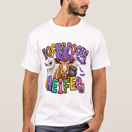 Hocus Pocus Heifer Halloween Cow T-Shirt (Vorderseite)