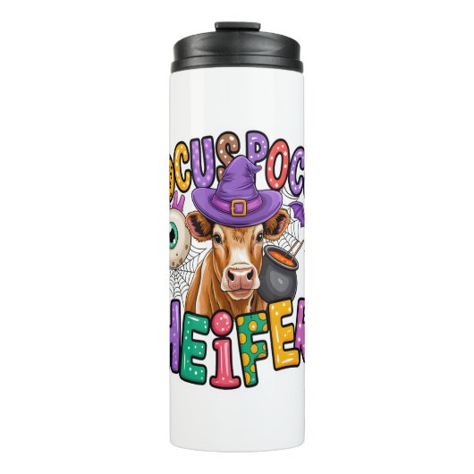 Hocus Pocus Heifer Halloween Kuh Thermosbecher (Vorderseite)