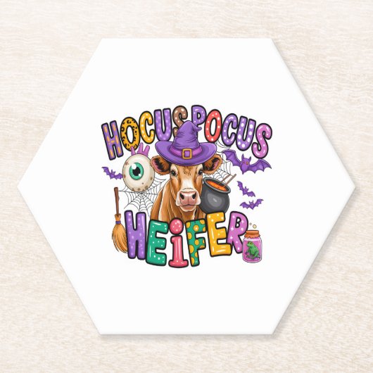 Hocus Pocus Heifer Halloween Kuh Untersetzer (Vorderseite)