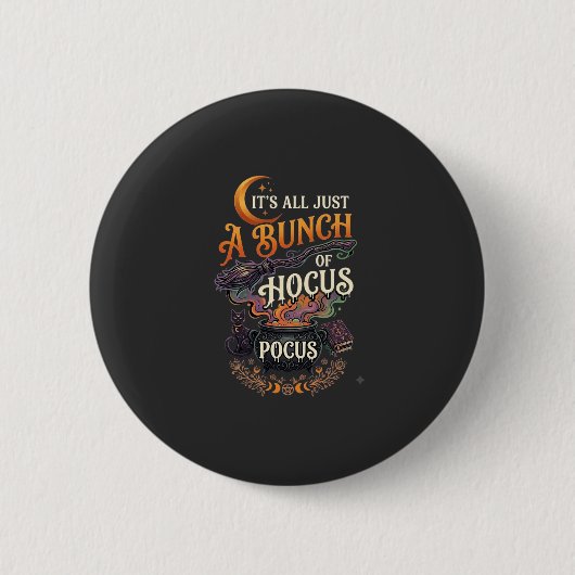 Hocus Pocus Hexenbesen schwarze Katze Magischer Ke Button (Vorderseite)