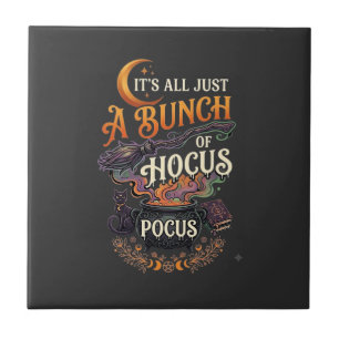 Hocus Pocus Hexenbesen schwarze Katze Magischer Ke Fliese