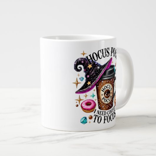 "Hocus Pocus I Need Coffee" Funny Witchy Jumbo-Tasse (Vorderseite Rechts)